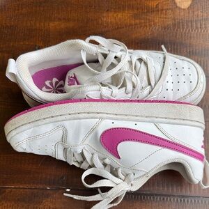 Nike White Sneakers with Pink Accents